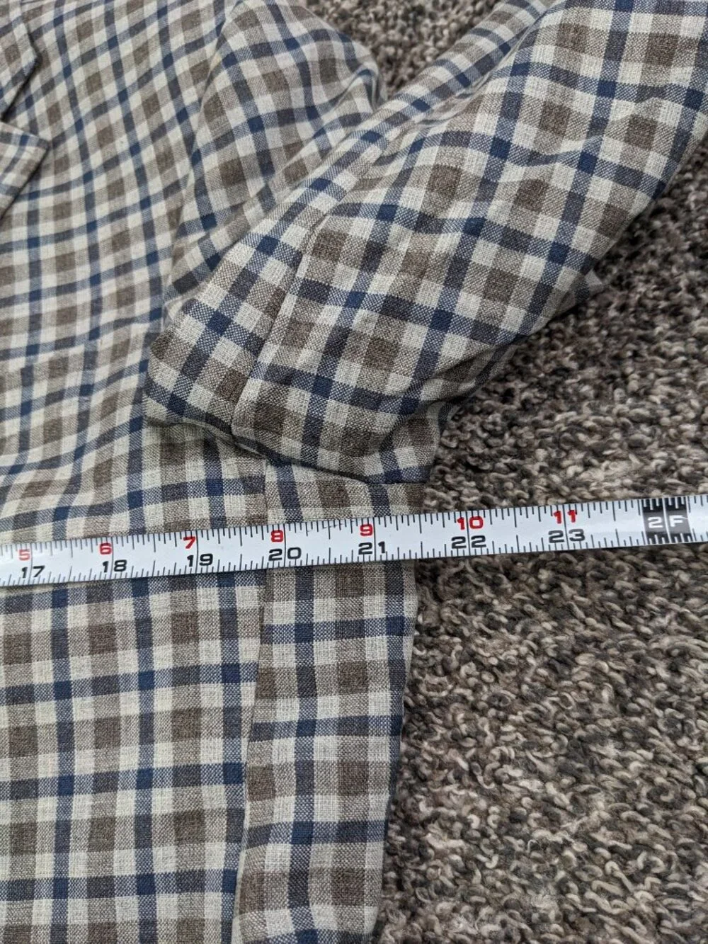 Jack Victor Sport Coat Exclusive Collection Wool Checked Gray Blue Brown 40R